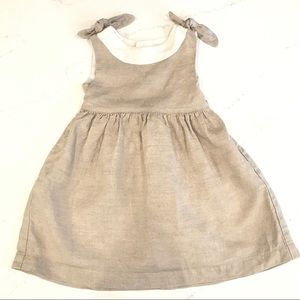 Girls Tan Spring or Easter Linen Dress 3T